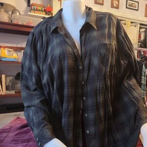 Torrid Dark Green Plaid Button Down Shirt
